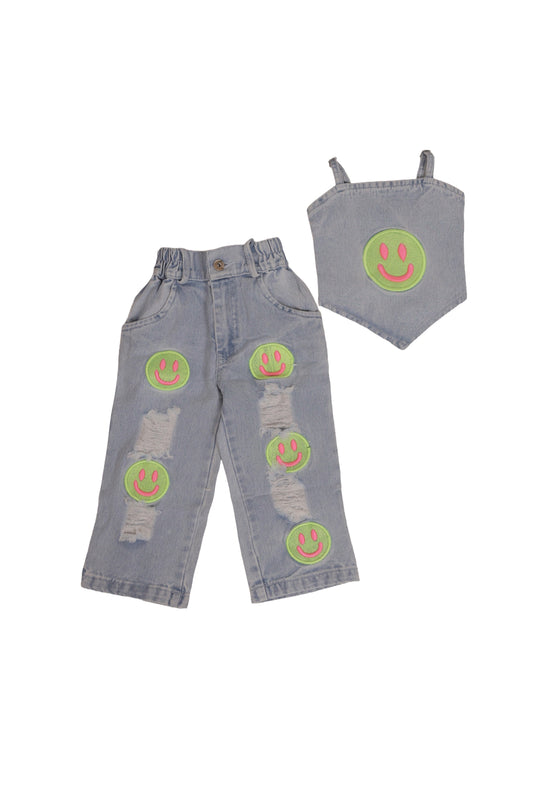 Smiley Vibes Denim Co-ord
